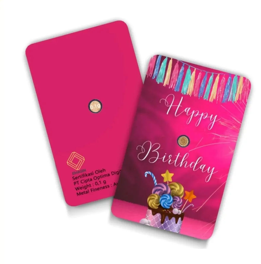 Lingot en or pur 0,01g 24K "Happy Birthday Rose"