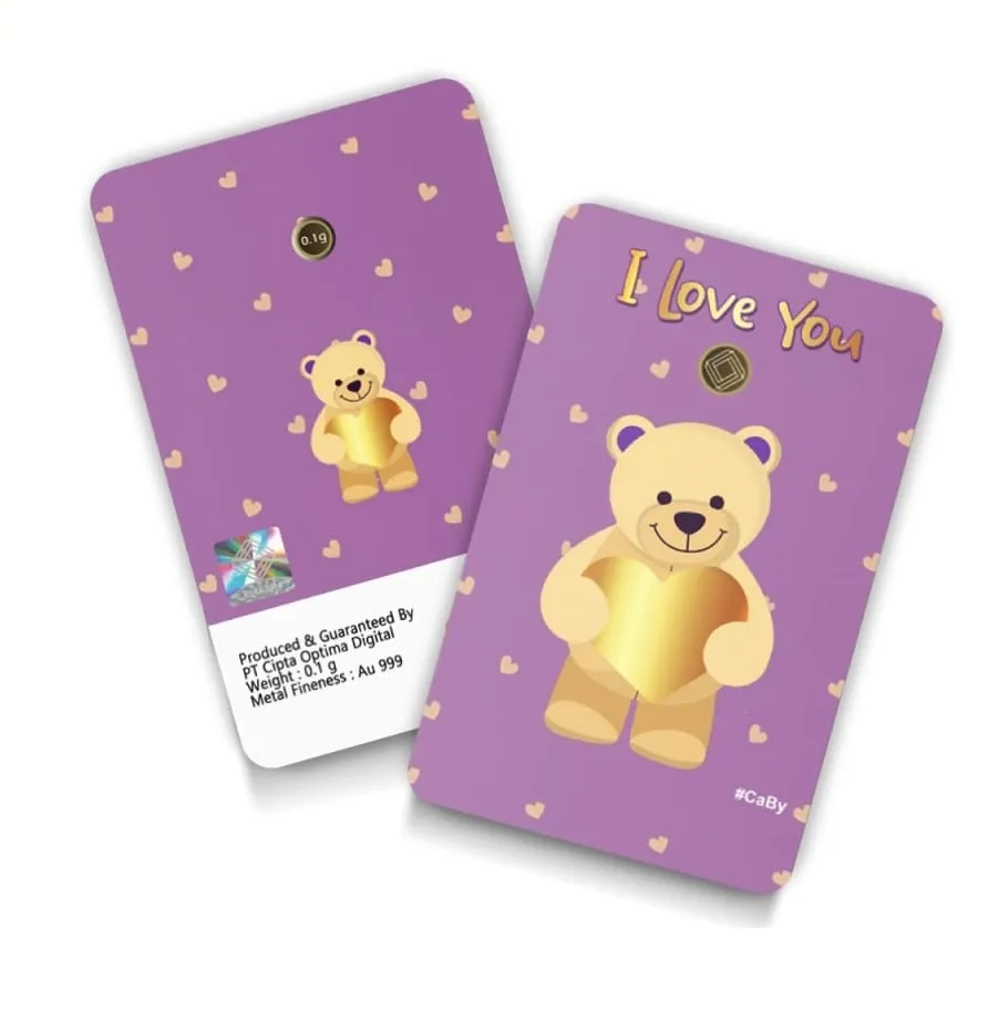 Lingot en or pur 0,01g 24K "I Love You Violet"