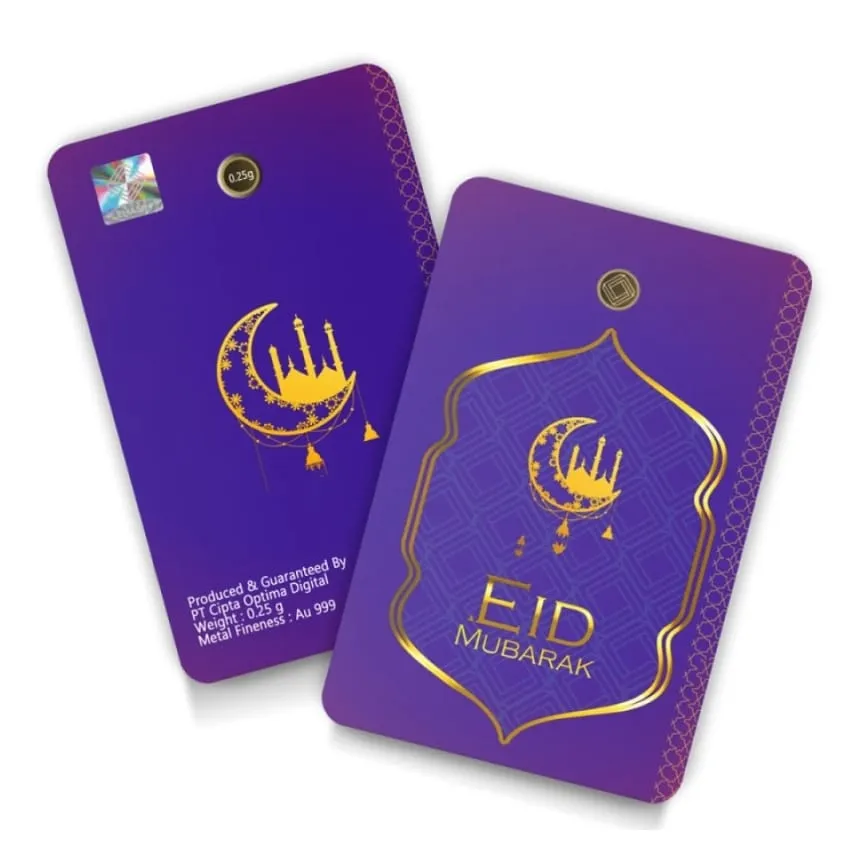 Lingot en or pur 0,01g 24K "Eid Moubarak Violet"