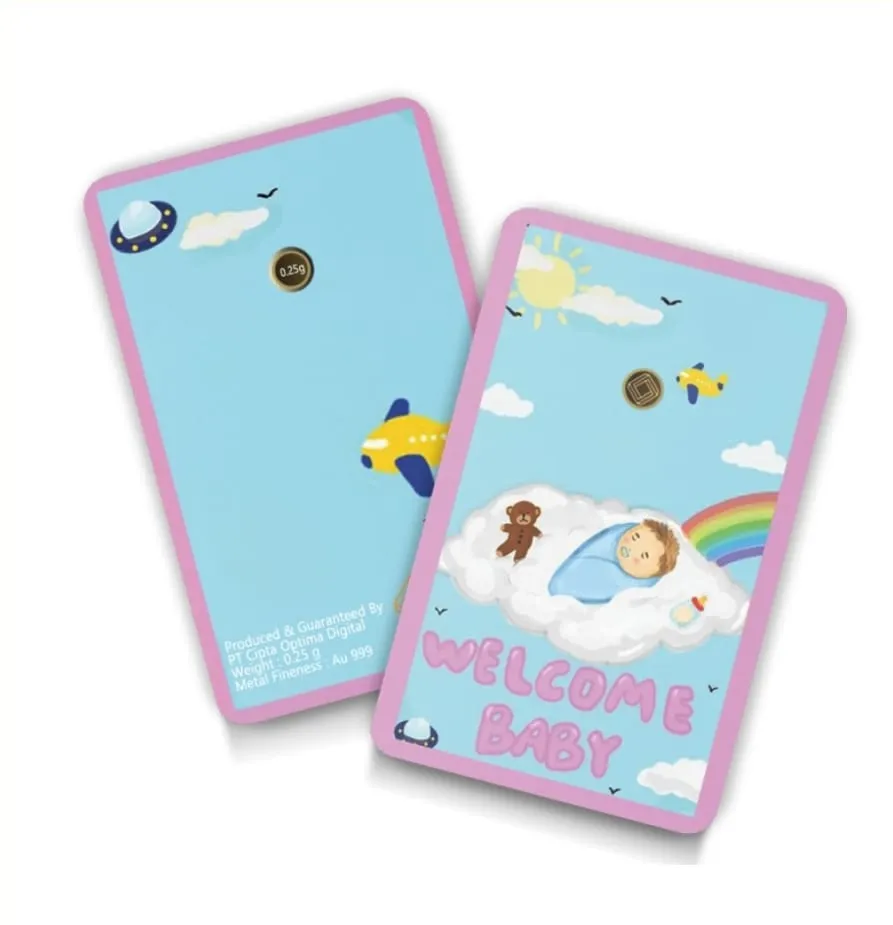 Lingot en or pur 0,01g 24K "Welcome Baby"