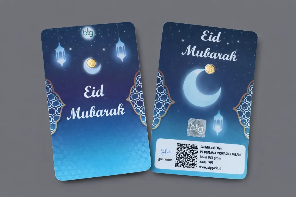 Lingot or pur 0,01g 24K "Eid Moubarak Bleu"