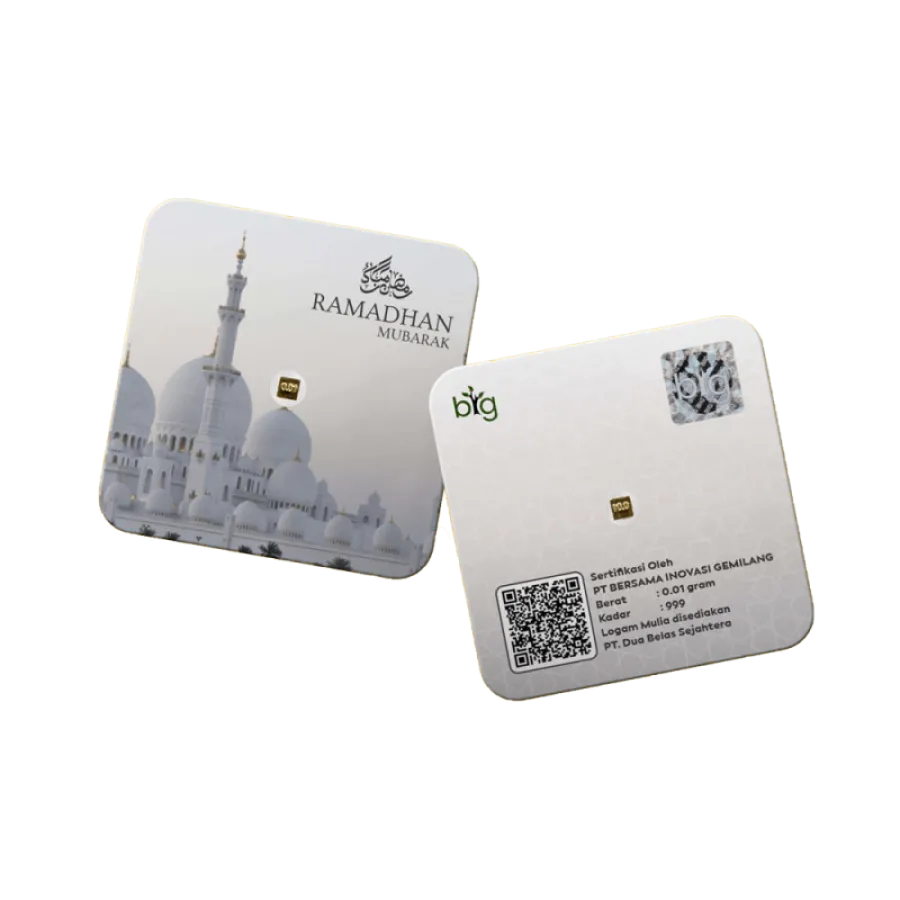 Lingot en or pur 0,01g 24K "Eid Moubarak Blanc"