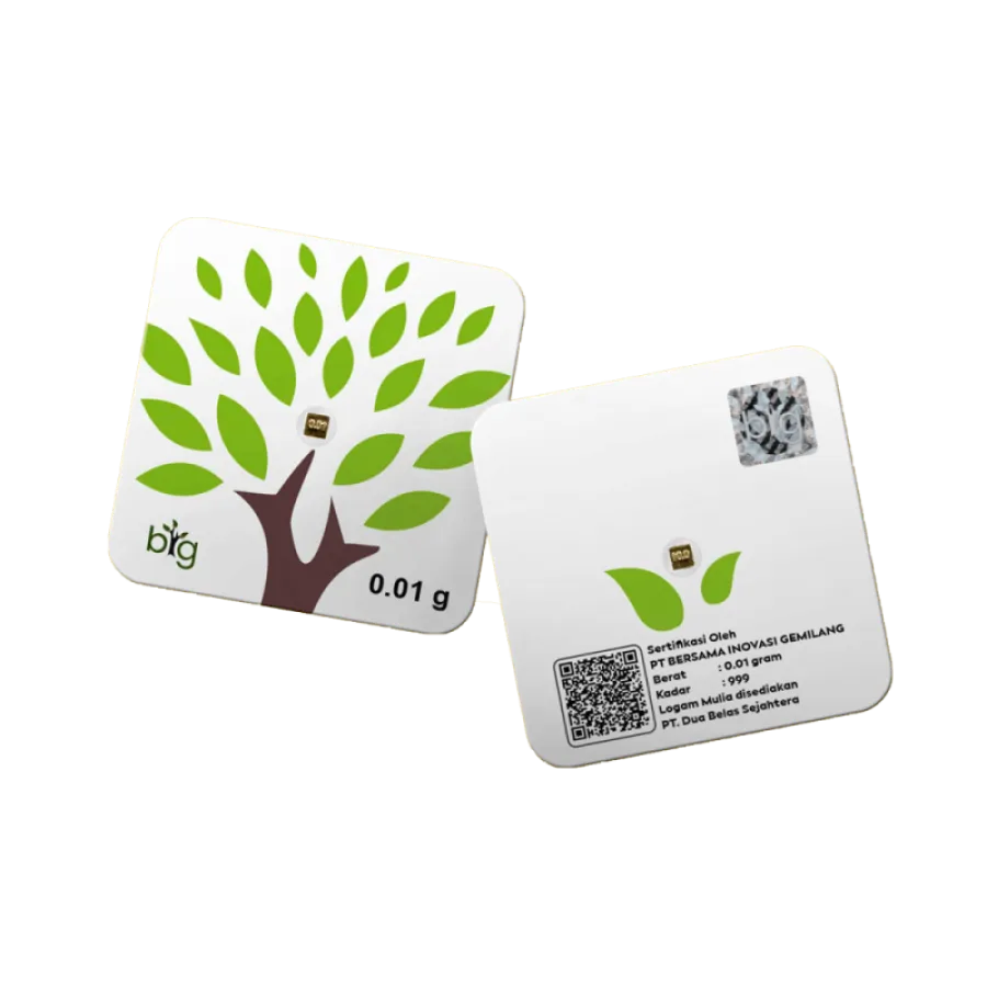 Lingot en or pur 0,01g 24K "Arbre Vert"